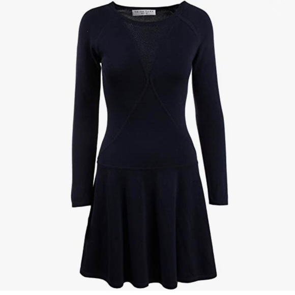 Trina Turk Dresses & Skirts - Trina Turk Lucia Long Sleeve Fit and Flare Sweater Dress in Navy Size Small
